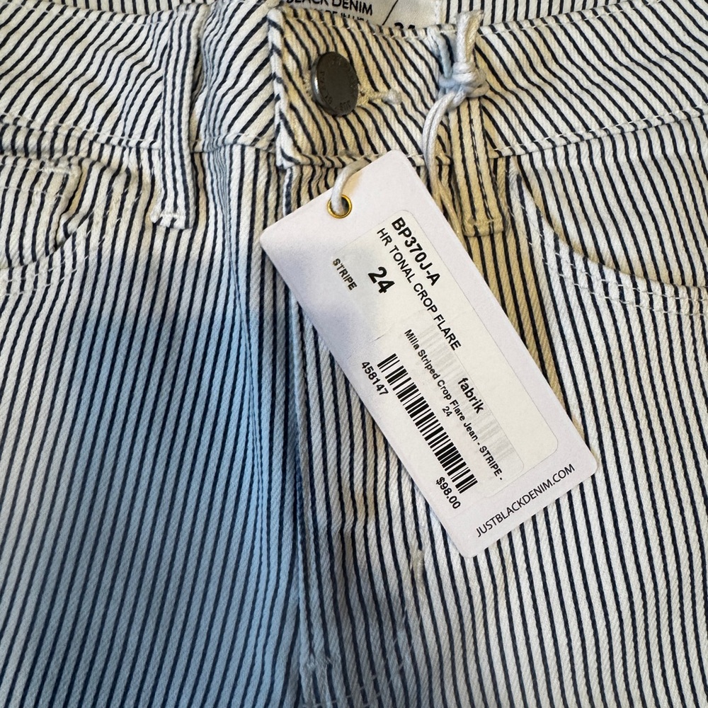 NWT Just black denim striped cropped jean - Picture 3 of 9